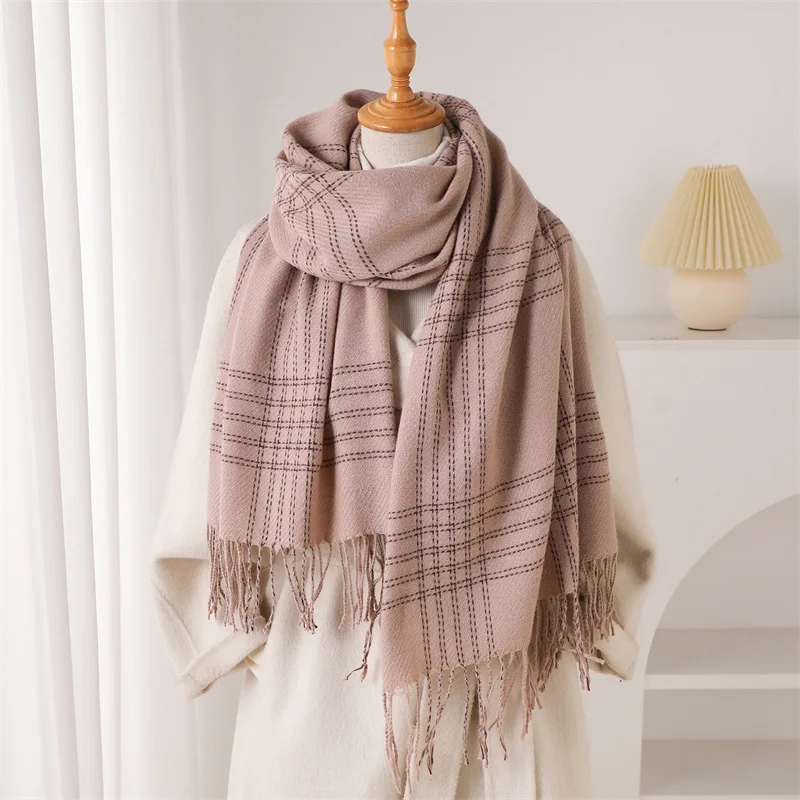 Woven Scarf Blanket - Écharpe d'hiver à franges pour femme,