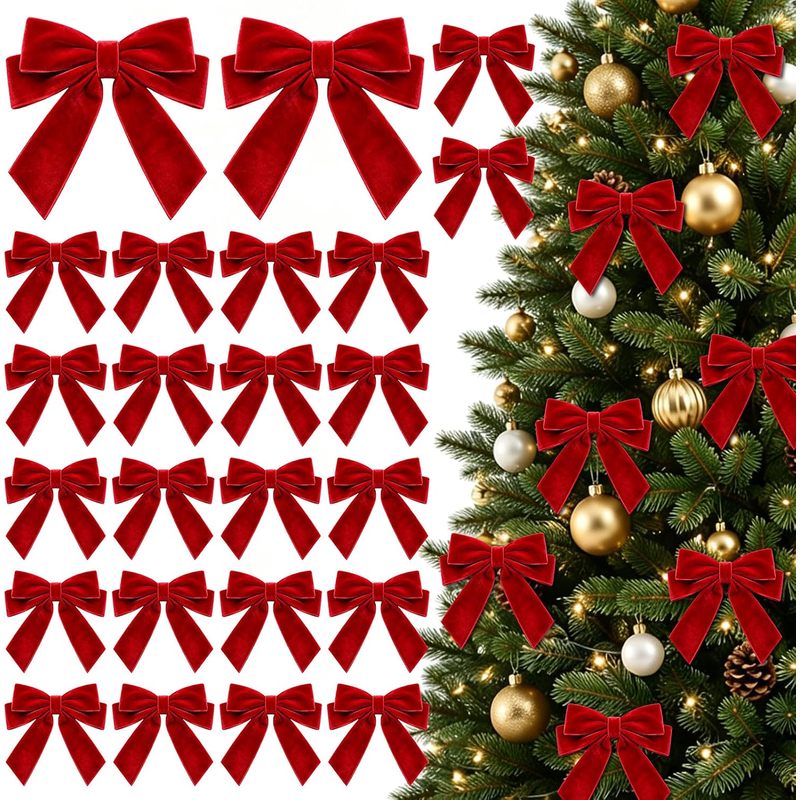 Bow Tie Pre Tied - 24 nœuds en velours rouge pré-noués,